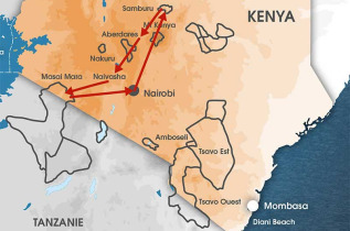 Kenya - Carte safari le Kenya du Nord au Sud