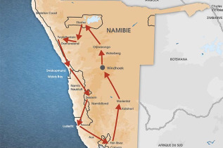 Namibie - Carte Circuit regroupé francophone Moringa et Fish River Canyon