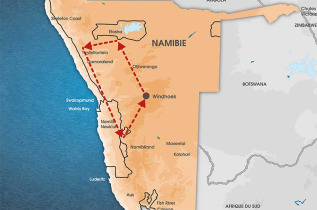 Namibie - Carte Circuit Regroupé Vue du Ciel