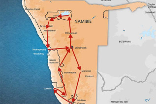Namibie - carte safari bivouac - Namibian total experience safari