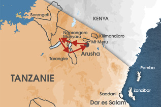 Carte Tanzanie - Circuit Dik Dik