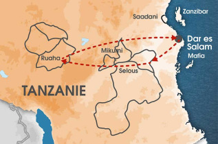 Tanzanie - Carte safari le Sud sauvage