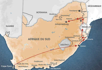 Carte Afrique du Sud en version originale 