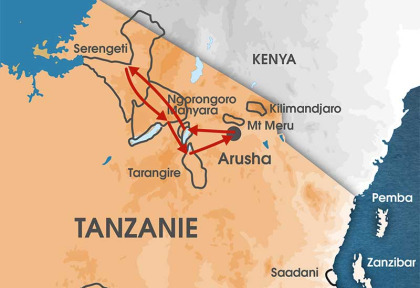 Tanzanie - carte Safari spécial grande migration