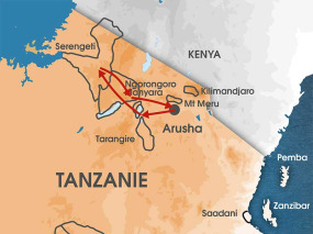 Tanzanie - Carte safari les Parcs du nord en famille