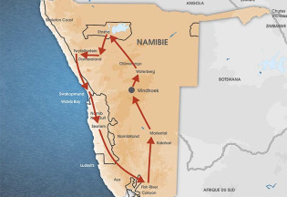 Namibie - Carte Circuit La Namibie sous tente 