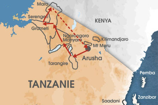 Tanzanie - Carte Safari Grande Migration