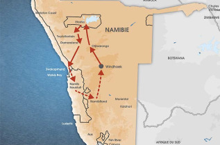 Namibie - Carte Circuit La Namibie Version Luxe