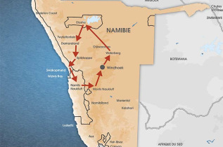 Namibie - Carte Circuit La Namibie Randonnée sauvage