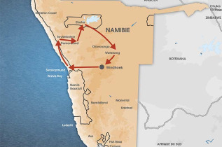 Namibie - Carte Circuit Sur la trace des géants