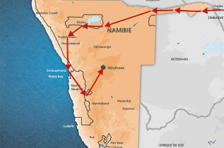 Namibie - Carte Circuit Des chutes Victoria au Namib