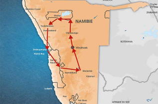 Namibie - Carte Circuit regroupé francophone Namibian Highlights