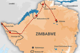 Zimbabwe - Carte spécial safari à pied au Zimbabwe