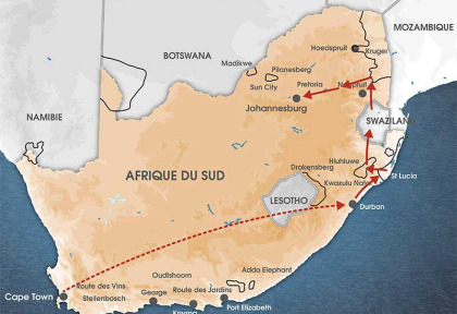 Carte Afrique du Sud en version originale