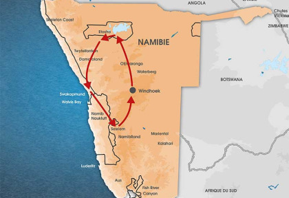 Namibie - Les incontournables de la Namibie - Carte 